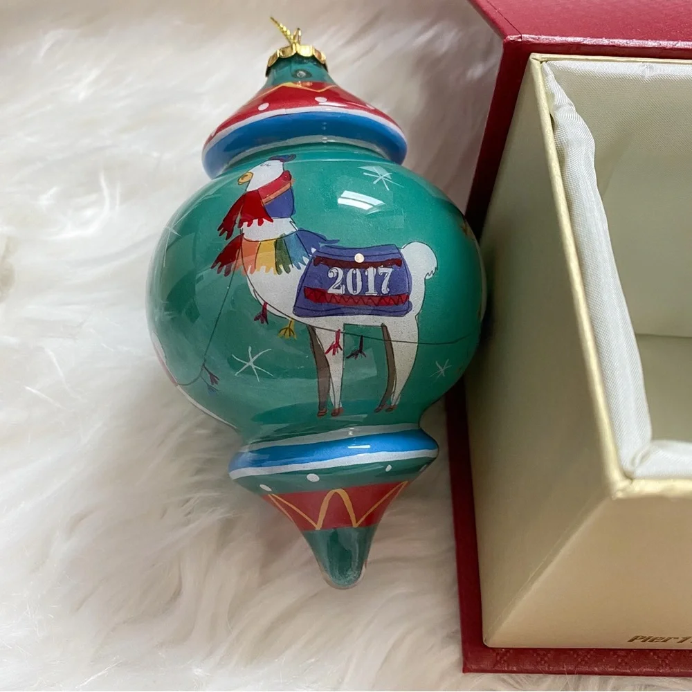 Pier 1 Li Bien Llama 2017 Glass Ornament
